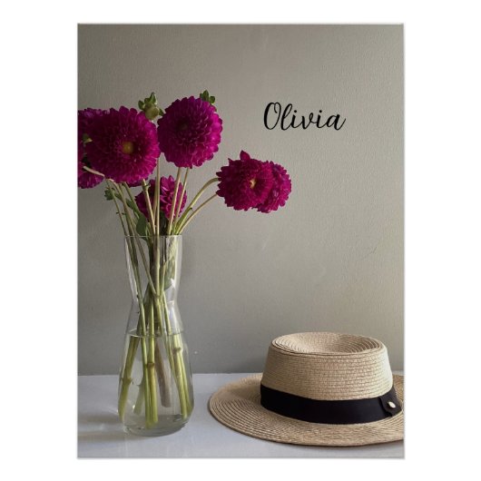 Poster Impression Dahlia Originale Avec Nom Personnalisé (Devant)