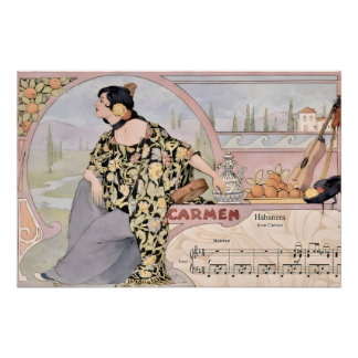 Poster Impression d'Art Nouveau Carmen Habanera – Opéra V