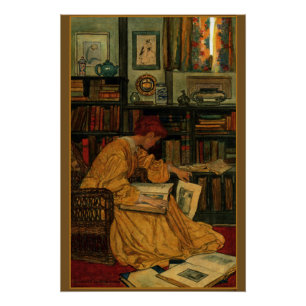 Poster Impression d'art pour amateur de livres anciens   