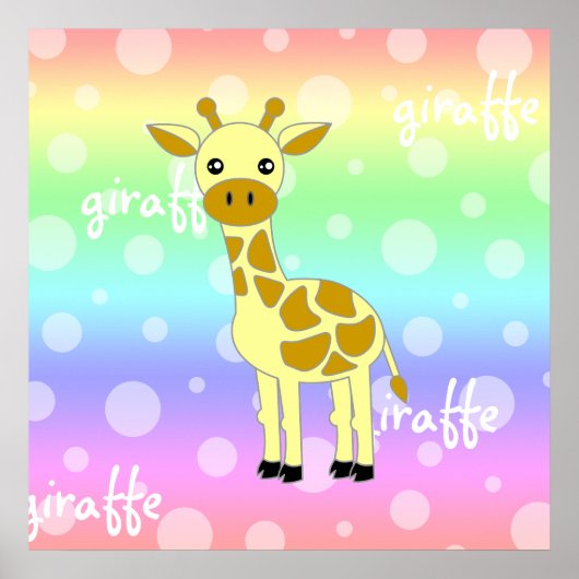 Poster / Impression de bébé girafe mignon arc-en-c (Devant)
