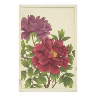Poster Impression de fleurs japonaises de pivoine de Nish