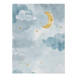 Poster Impression de la nurserie de la lune d'aquarelle b