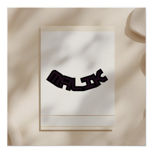 Poster Impression de nom moderne Malik – Typographie mini (Devant)