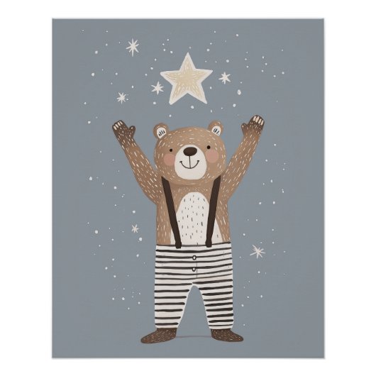Poster Impression de nurserie ours, décoration murale de  (Devant)