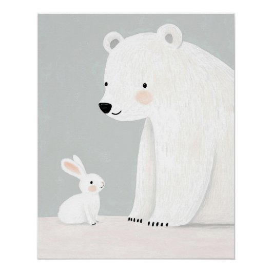 Poster Impression de pépinière d'ours polaire et de lapin (Devant)