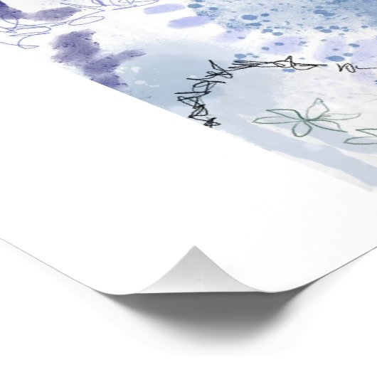 Poster Impression de tête d'éléphant bleu (Coin)