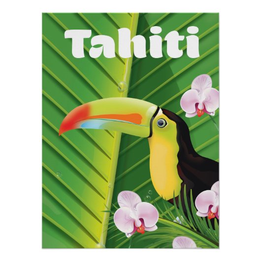 Poster Impression de voyage Tahiti Toucan (Devant)