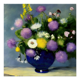 Poster Impression du vase de fleurs de couleur douce