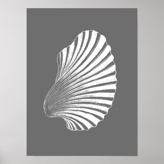Poster Impression, gris/gris et blanc sur le bloc de coqu (Devant)