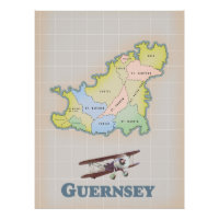 Impression sur toile d'une carte ancienne de Guern