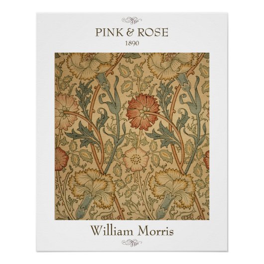 Poster Impression sur toile florale rose et rose William (Devant)