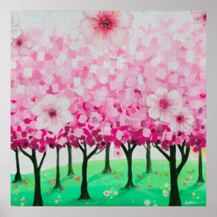 Poster Impressionist cherry blossoms