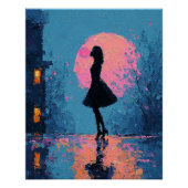 Poster Impressionist Pink Moon Woman Bubble Gum Bubble (Devant)