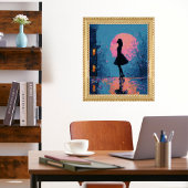 Poster Impressionist Pink Moon Woman Bubble Gum Bubble