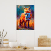 Poster Impressionist Red Fox Wildlife Painting (Cuisine)