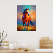 Poster Impressionist Running Horse Colorful Animal (Cuisine)