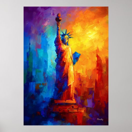 Poster Impressionist Statue of Liberty New York Artwork (Devant)