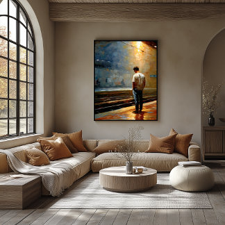 Poster Impressionist Urban Landscape – Quiet Platform