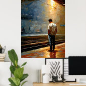 Poster Impressionist Urban Landscape – Quiet Platform (Bureau à domicile)
