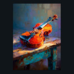 Poster Impressionist Violin Painting Classical Music Art<br><div class="desc">An expressive impressionist painting of a violin resting in warm light. Rich colors and painterly texture celebrate the beauty of classical music,  making this vibrant artwork perfect for musicians,  music lovers and artistic home decor.</div>