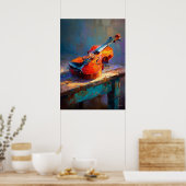 Poster Impressionist Violin Painting Classical Music Art (Cuisine)