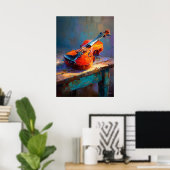 Poster Impressionist Violin Painting Classical Music Art (Bureau à domicile)