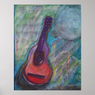 Poster Impressionistic painting of guitar