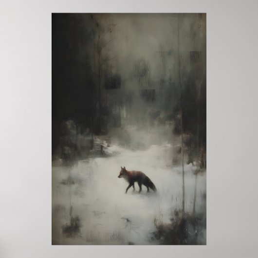 Poster Impressionnable d'art de renard d'hiver Animal de (Devant)