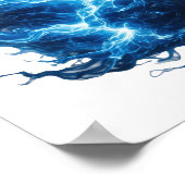 Poster Impressionnant motif FLAMME BLEUE argentée (Coin)