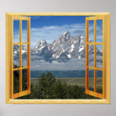 Poster Impressionnant Rocky Mountain Fake Window Frame Po (Devant)