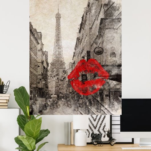 Poster impressionnisme automne paysage paris tour eiffel (Bureau à domicile)