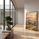 Poster Impressionnisme Campagne Coucher de Soleil Art Mur
