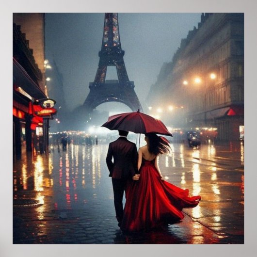 Poster Impressionnisme France Tour Eiffel et couple (Devant)