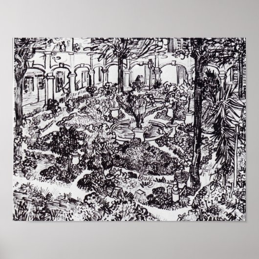 Poster Impressionnisme Vincent Van Gogh Garten des Hospit (Devant)