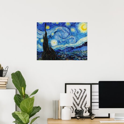Poster Impressionnisme Vincent Van Gogh Starry Starry Nui (Bureau à domicile)
