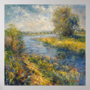 Poster Impressionniste A I Peinture Printemps par rivière