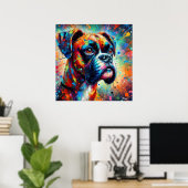 Poster Impressionniste Colorful Pop Art Boxer Chien Peint (Bureau à domicile)