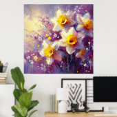 Poster Impressionniste Daffodique Floral Purple Jaune Art (Bureau à domicile)