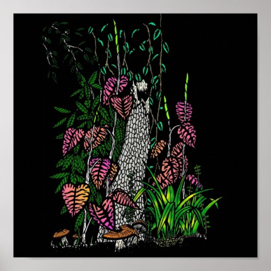 Poster Impressionniste d'art de couleur de forêt de pluie (Devant)