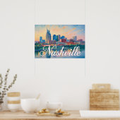 Poster Impressionniste de la skyline de Nashville Tenness (Cuisine)