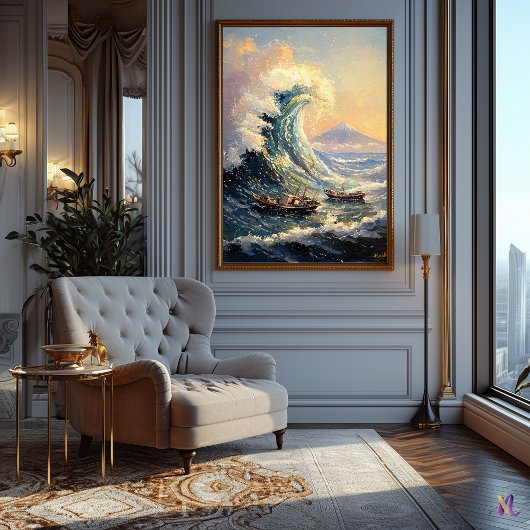 Poster Impressionniste Inspiré Grande Vague