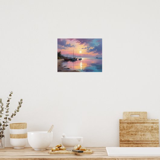 Poster Impressionniste Lumineuse Peinture de bord de mer (Cuisine)