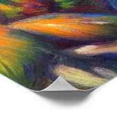 Poster Impressionniste perroquet tropical Oiseau bleu ver (Coin)