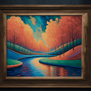 Poster Impressionniste Vibrant Couleur Paysage Fauvisme