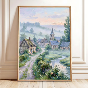 Poster Impressionniste Village Toile d'art sur toile