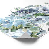 Poster Imprimable 80e anniversaire Blue Floral Bienvenue (Coin)