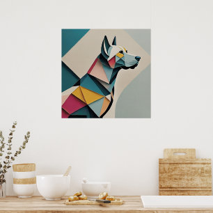 Poster Imprimable belle illustration géométrique Chien