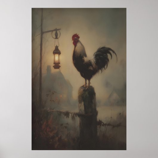 Poster Imprimable d'art de coq rustique Lanterne gothique (Devant)