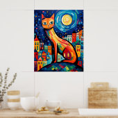 Poster [Imprimable] Metropolitan Meow, style Matisse (Cuisine)