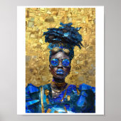 Poster Imprimable Peau foncée Bleue Lip Femme Faux Mosaic (Devant)